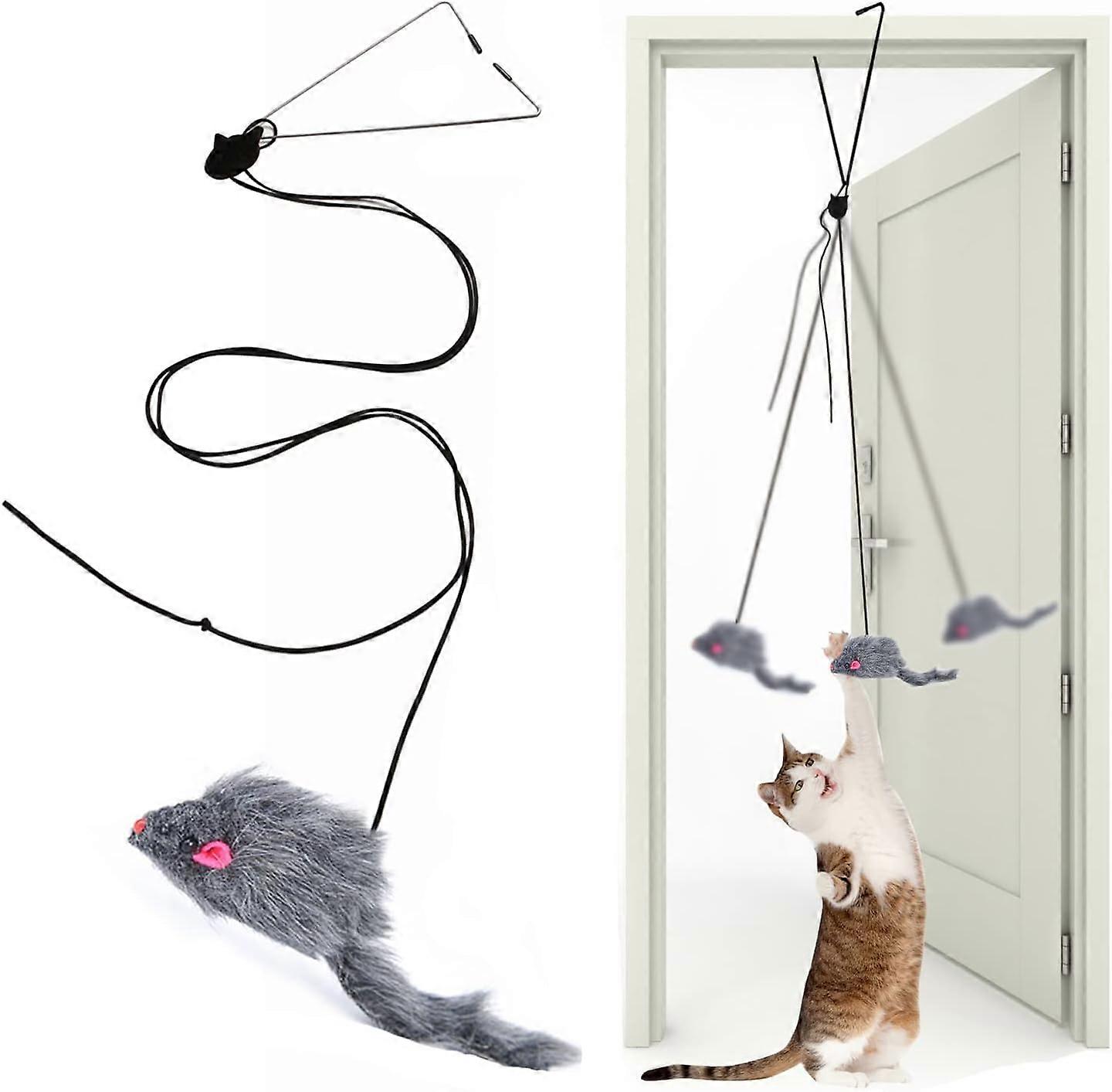 Cat Feather Toys,Retractable Teaser Toy Hanging Interactive Toys for Indoor Cats Kitten Play Chase Exercise