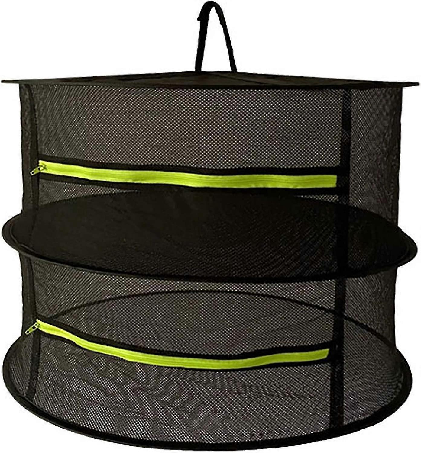 Drying Net With Zipper 2 Layers Foldable 61 X 61 X 38 Black For Drying Vegetables, Meat, Herbs, Fish, Etc.