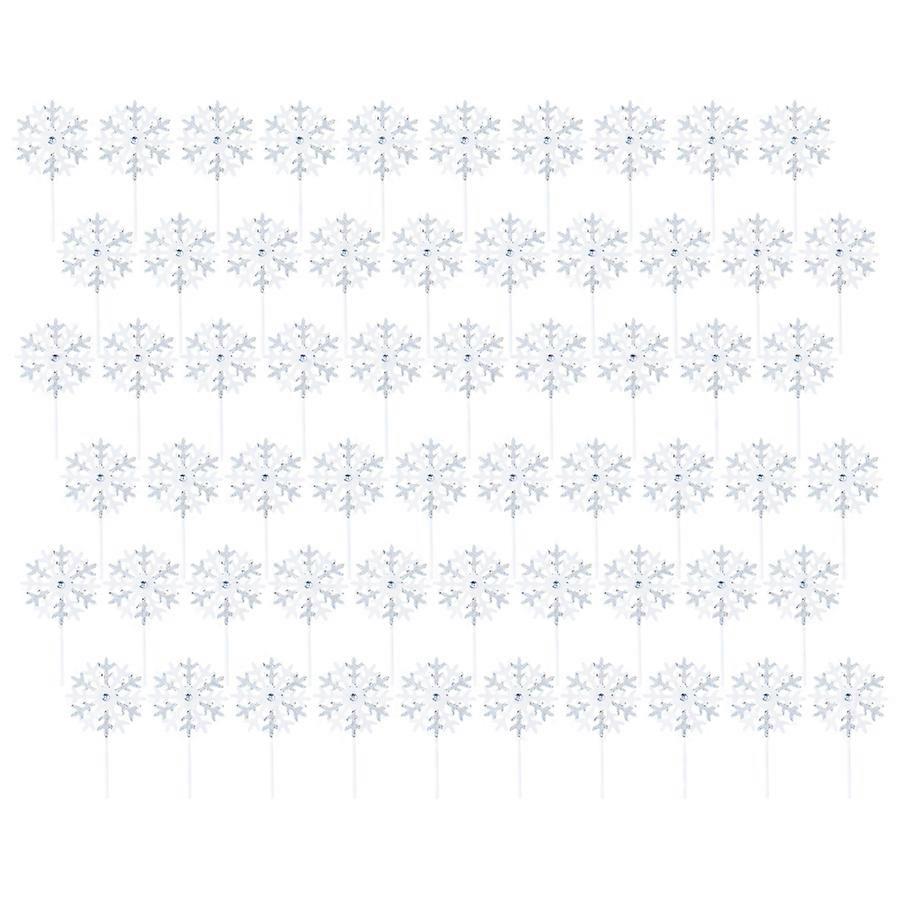 60PCS Glitter Snowflake Picks for Holiday Cake Decorations