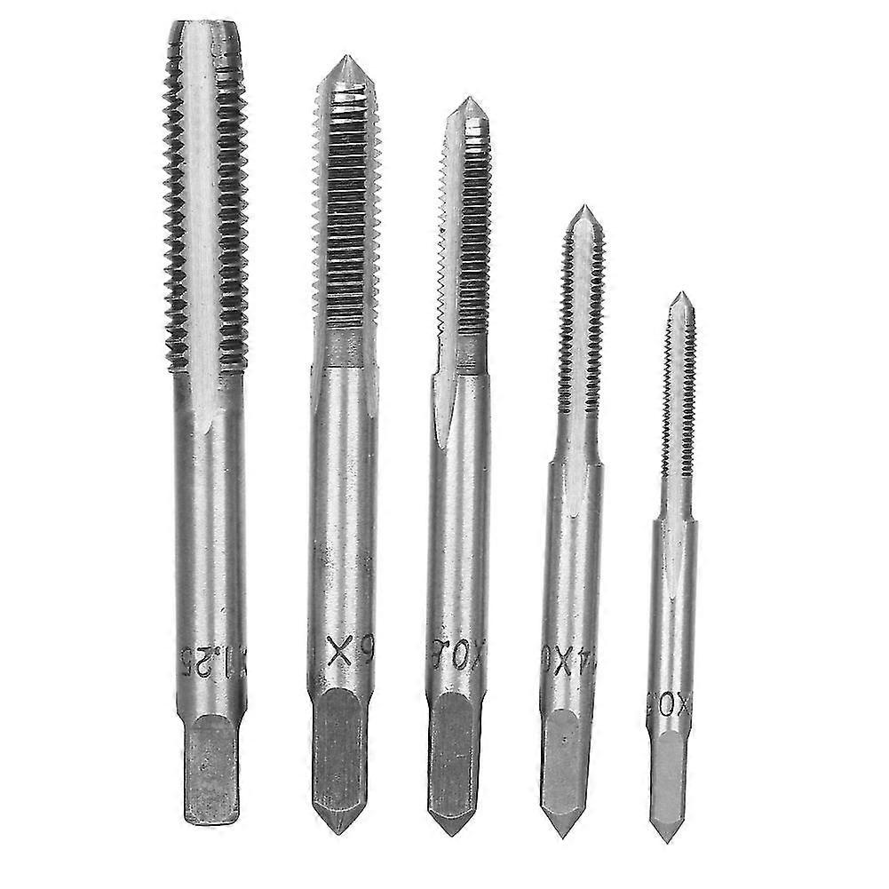 High Speed Steel Tap Tool Set - 5pcs Manual Screw Thread Tap Tapper M3 M4 M5 M6 M8 (Silver)