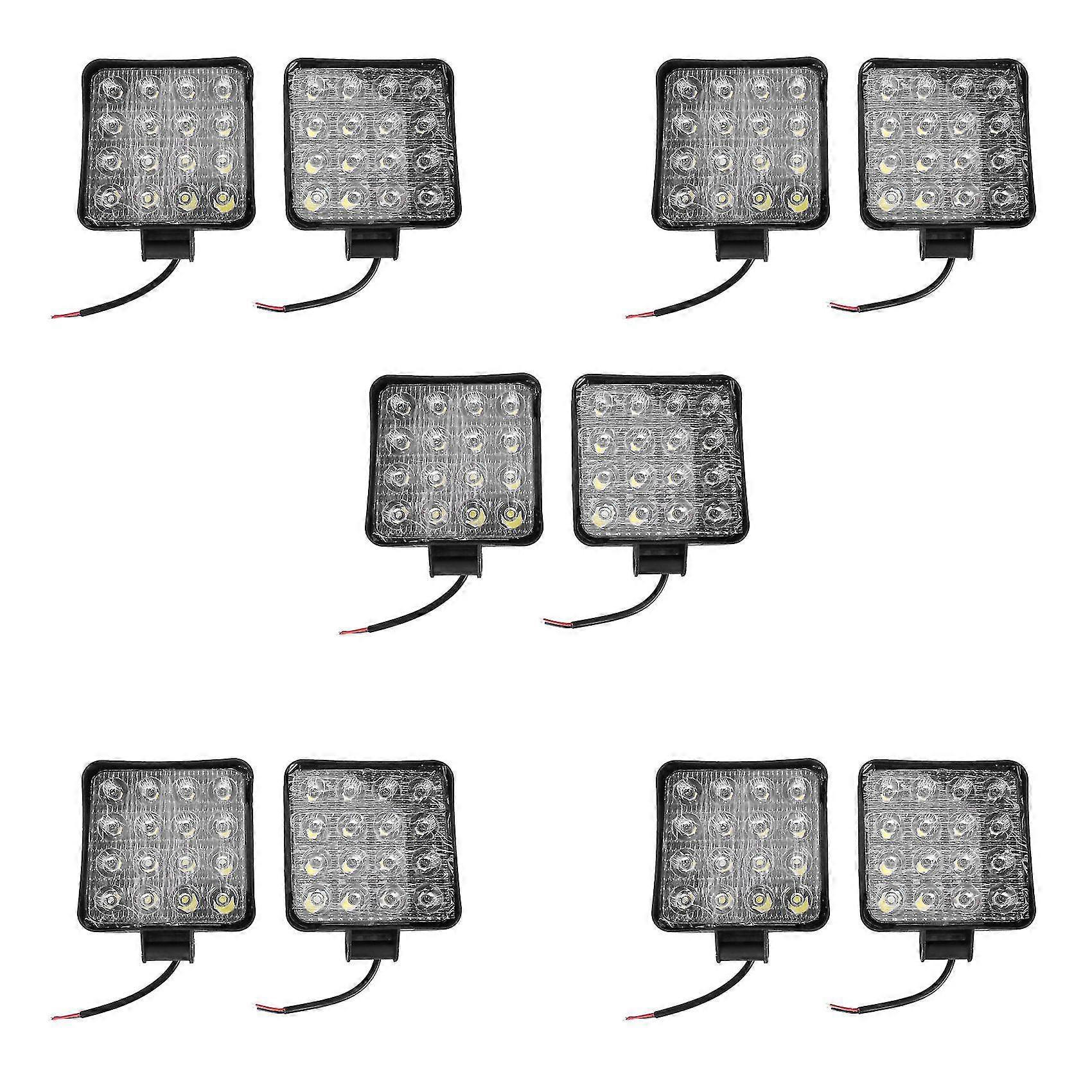 10 個 48W 6000k LED スポットビームスクエアワークライトランプトラクタ SUV トラック 4WD 12V 24V