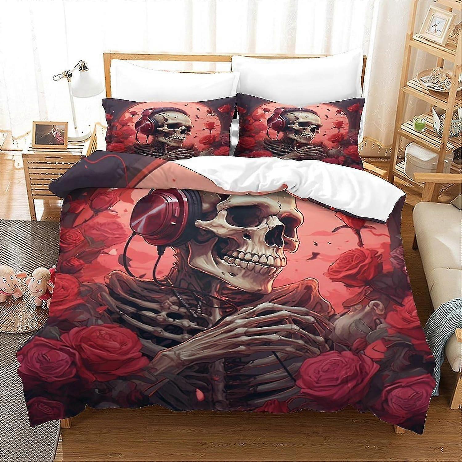 o4182 Bed Sheets  Human Skeleton Bedding Sets Duvet Cover Game Controller Bed Set Collction for Teens Girls Boys Without Comforter Sheet Double Bed Sh