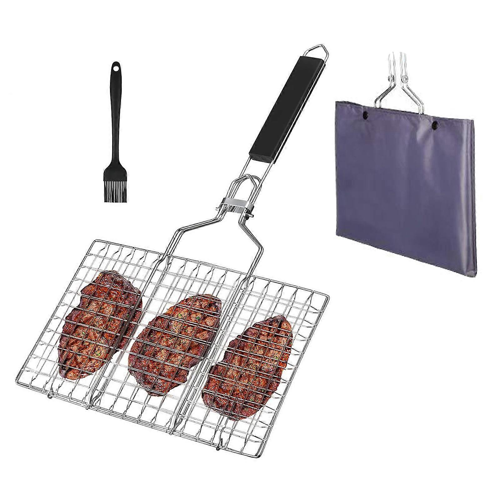 BBQ Rack Cooking Tool Grill Basket Grilling Net Folded Portable Kitchenware Tool