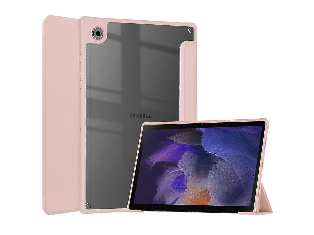 Case for Samsung Galaxy Tab A8 10.5 Inch 2021 SM-X200 SM-X205, Smart Slim Trifold Stand Cover with Auto Sleep Wake, Clear Transparent Back Shell