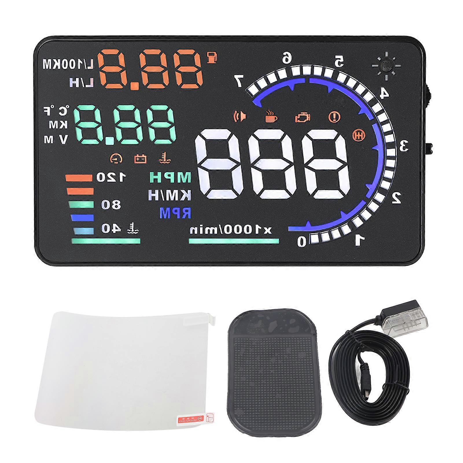 A8 5.5'' OBD II Car HUD Display Auto Windshied Reflective Screen Speed Display