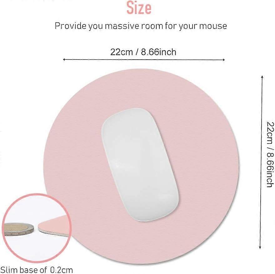 Mouse Pad Round Double Side Waterproof PU Leather Protective Writing Mat for Office Computer