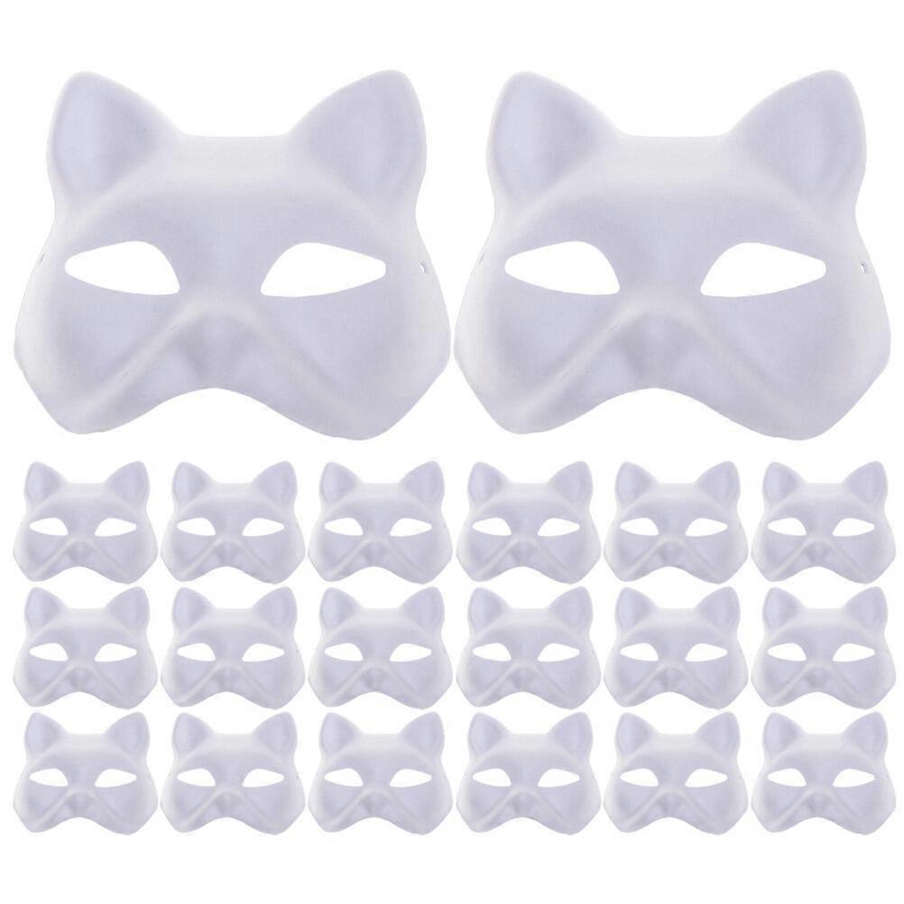 20pcs Blank Cat Masks Paper Blank Masks DIY Hand Painted Cat Masks Props