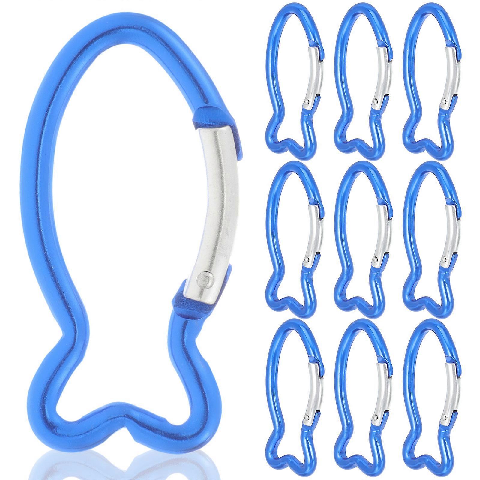 10Pcs Single-side Spring Fish Shape Buckles Spring Hooks Mountaineering Buckles