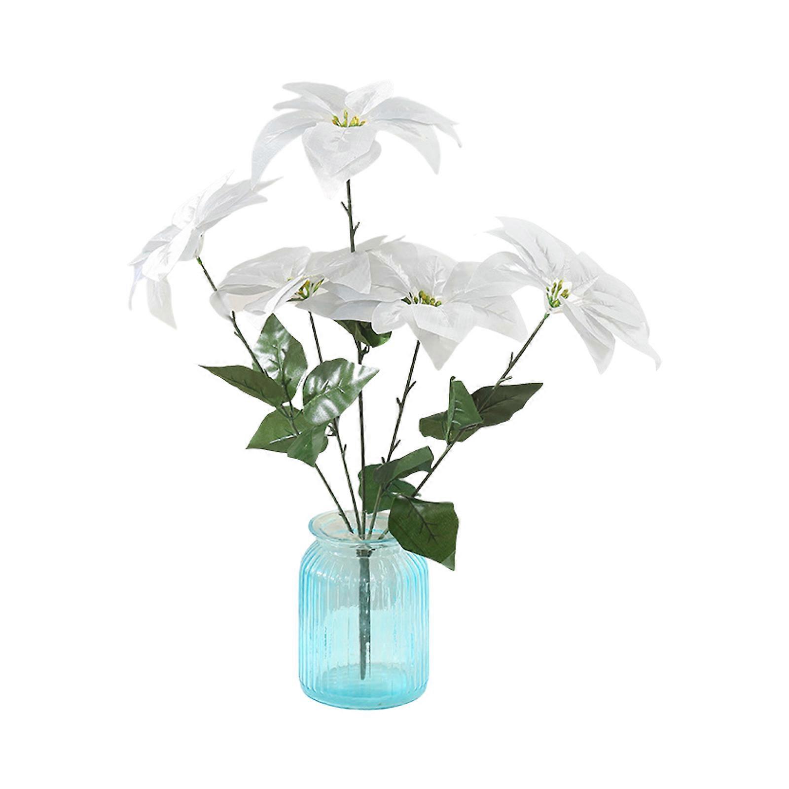 Artificial Poinsettia Flower Exquisite Decoration for Office Bedroom Living Room Christmas Fake Flowers