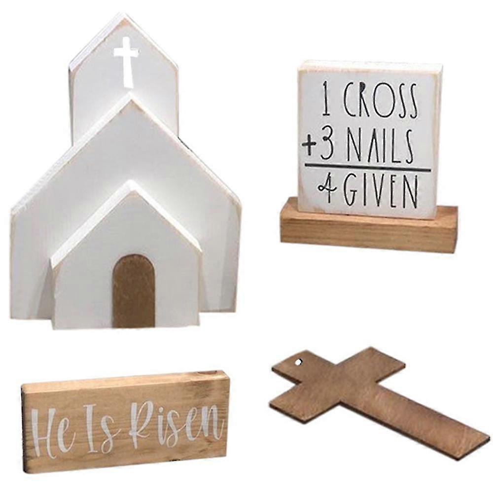 Easter Wooden Decor Spring Easter Tiered Tray Ornament Table Decor