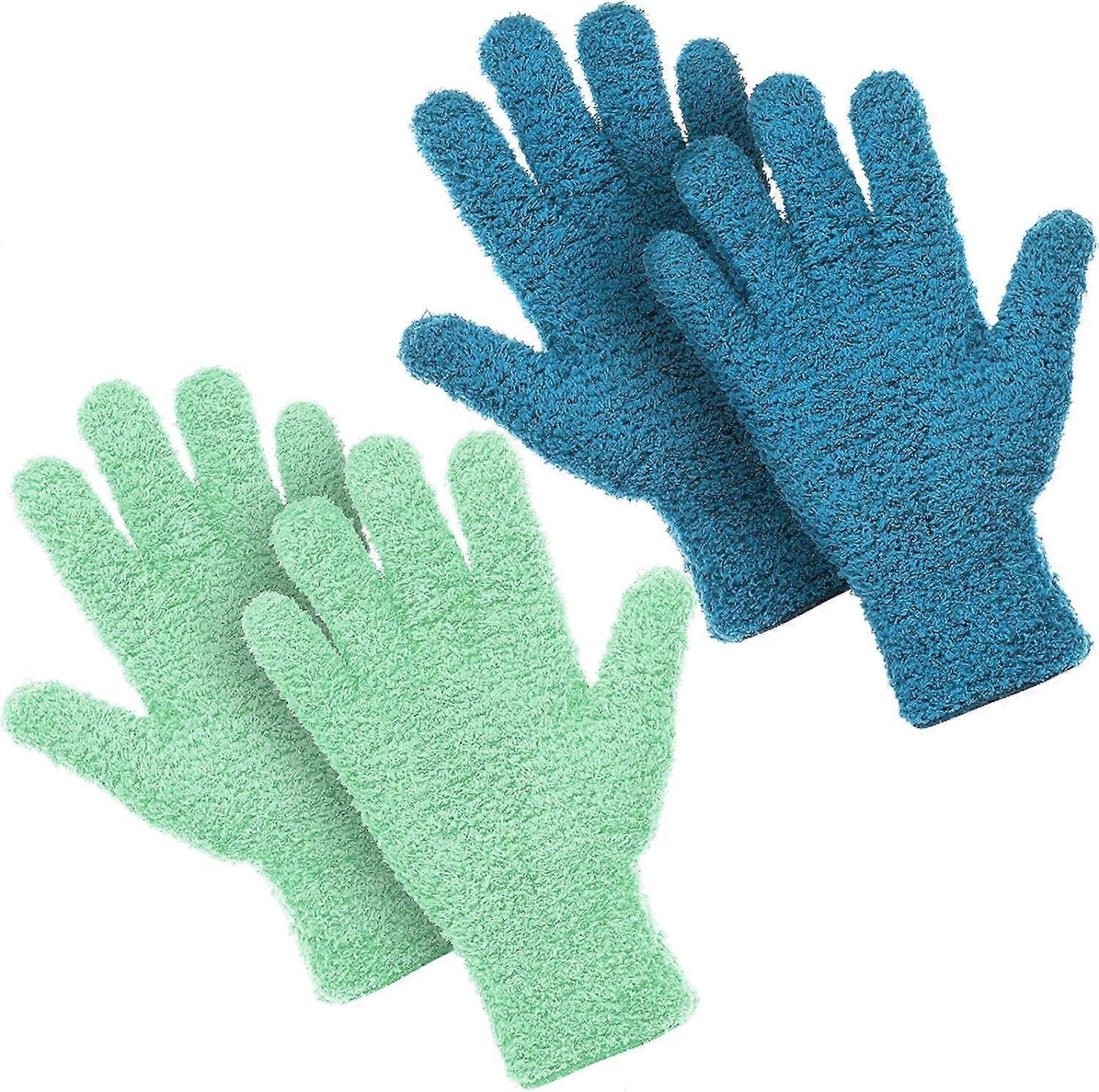 2 Pairs Microfiber Auto Dusting Cleaning Gloves Washable Cleaning Mittens