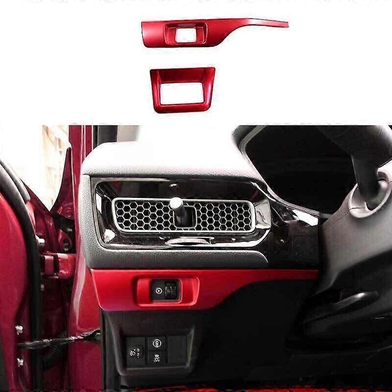 2pcs For Honda 11th Civic 2022-2023 Function Control Button Frame Red Matte Trim