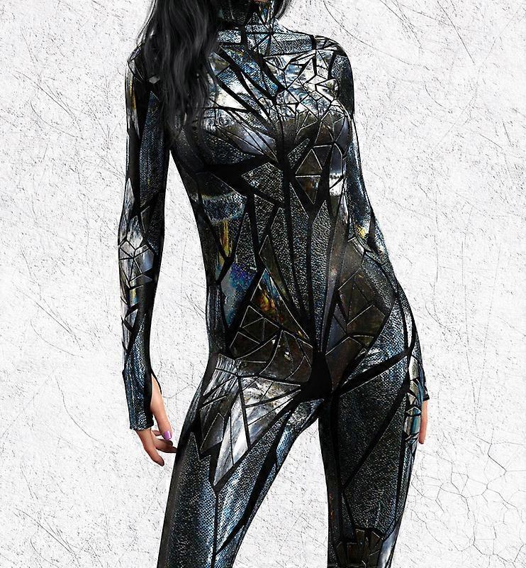 女性のためのサイバーパンクジャンプスーツ3Dプリントアーマーボディスーツハロウィーンカーニバルパーティーコスチューム