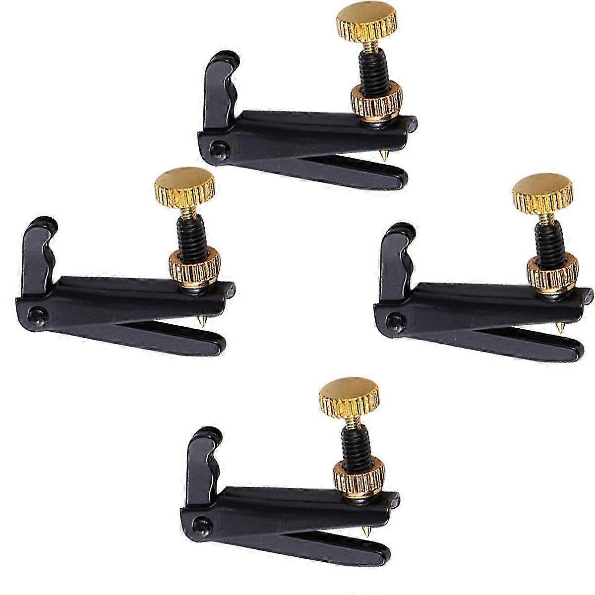 4 Pcs Black Violin Violin String Fine Tuner Violin Replacement Parts Violin String Adjuster Tuner Metal String Tuners