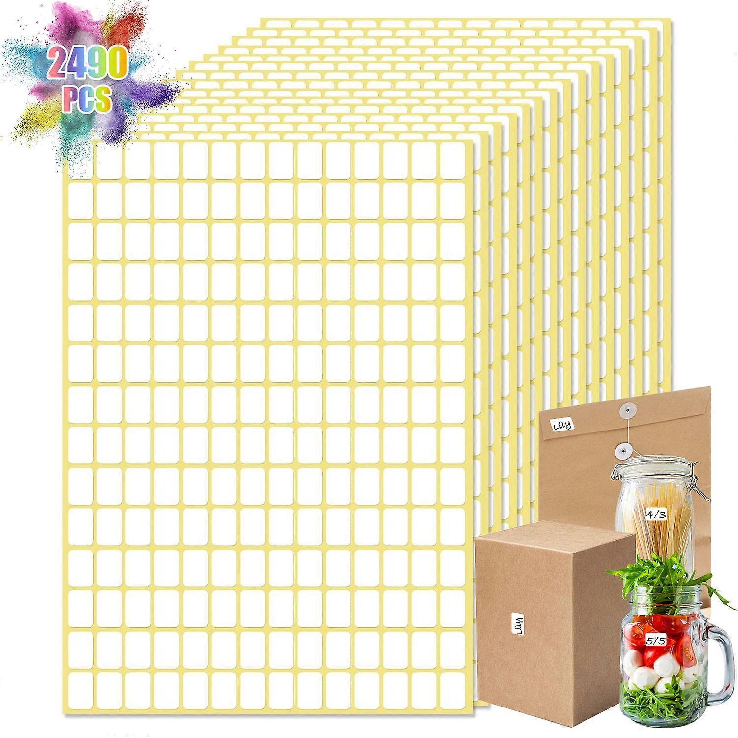 2940 Pcs White Sticky Labels, 13x9mm Matte Small Sticky Stickers Self Adhesive Labels for Bottle, File Folder, Jar Box, School, Office, Kitchen(15 She