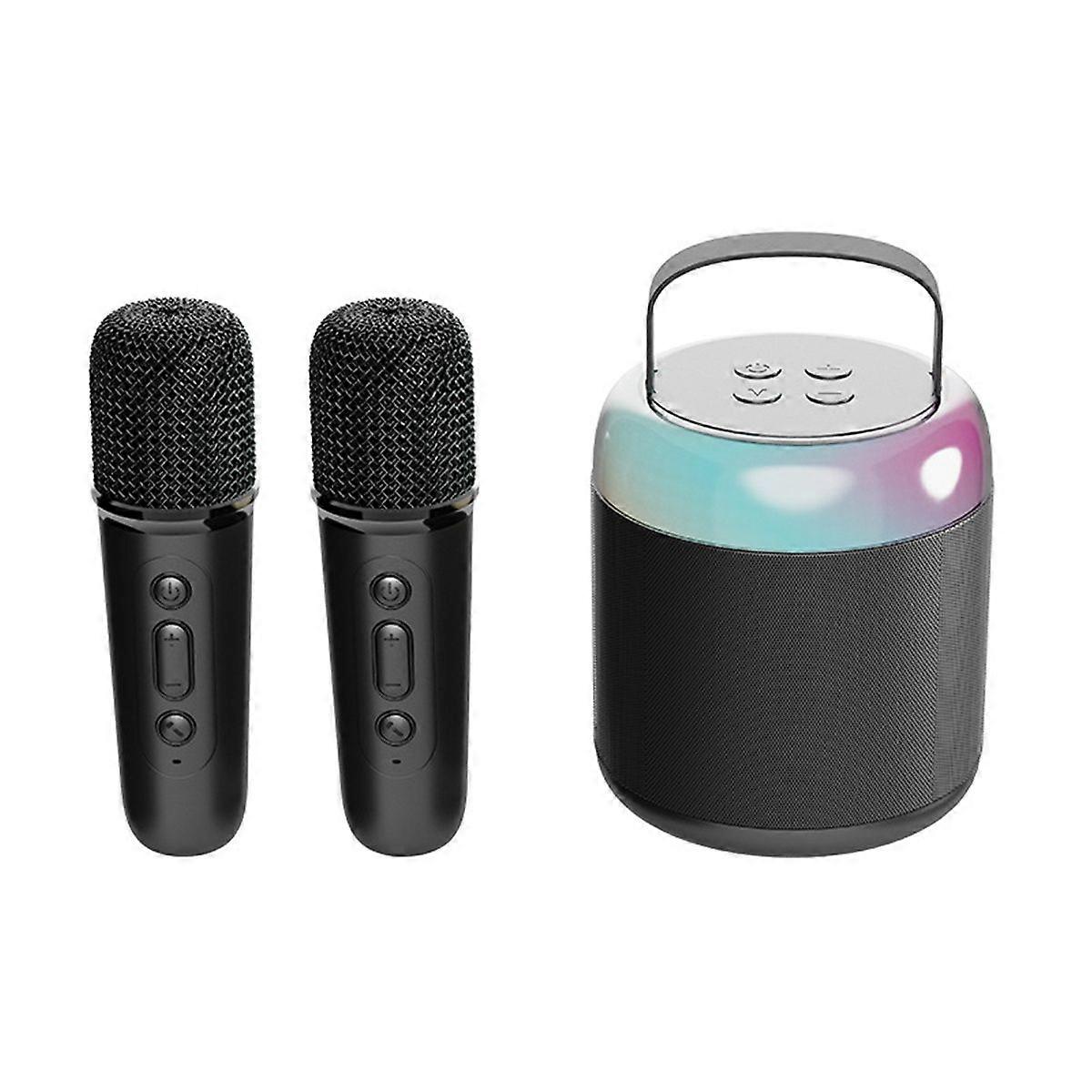Cross-border hot-selling Bluetooth speaker portable mini karaoke microphone speaker children karaoke home small KTV-Y2 double microphone [black]