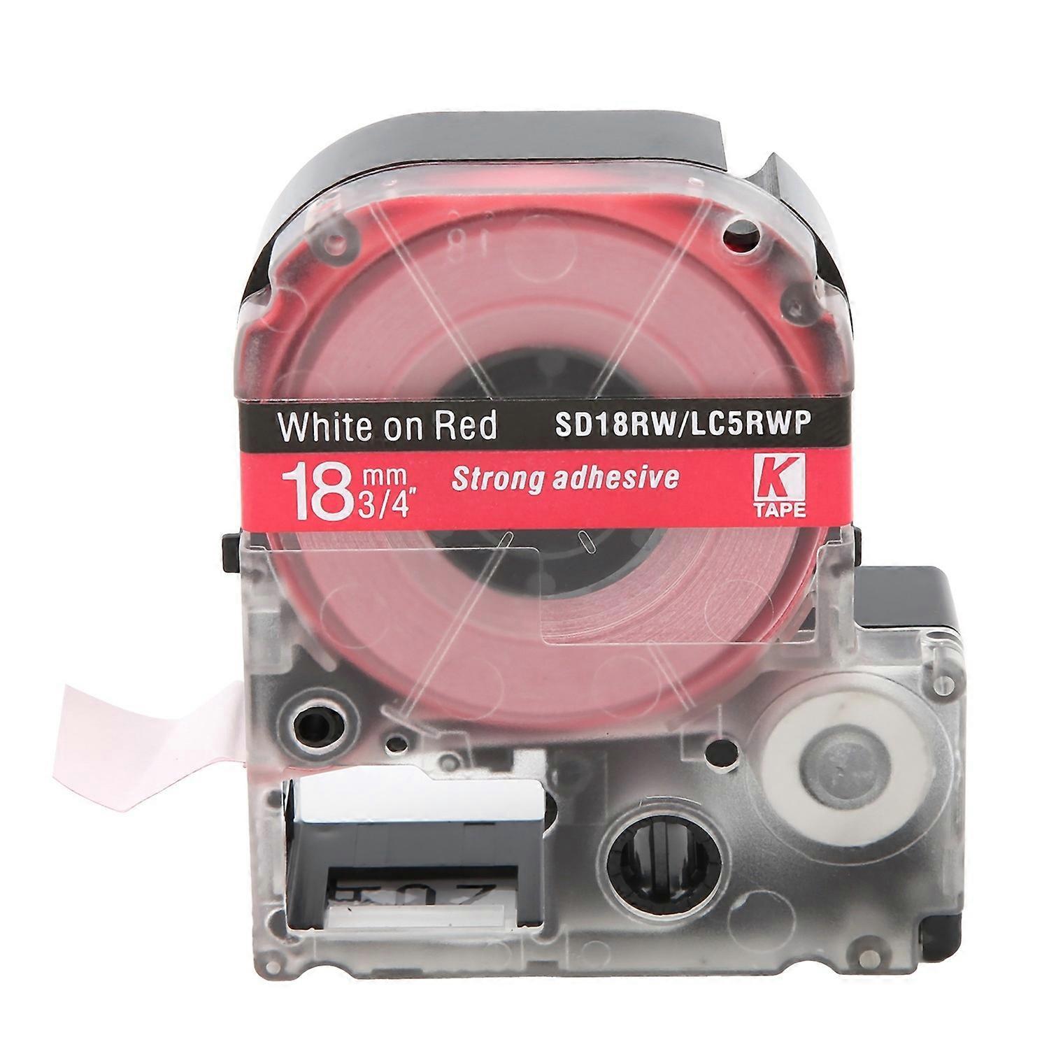 Labeling Tape Corrosion Wear Resistance 18mm Label Making for KING JIM / EPSON PrinterWhite On Red B