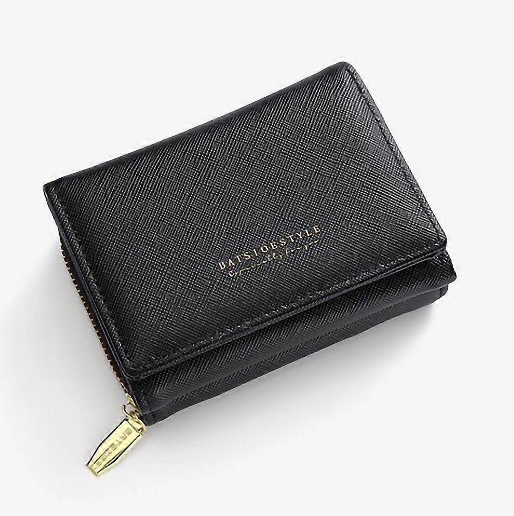 Women's Mini Wallet, Leather Small Wallet, Large Capacity Wallet, Women's Small Wallet, Many Compartments Large, Black, Minimalist