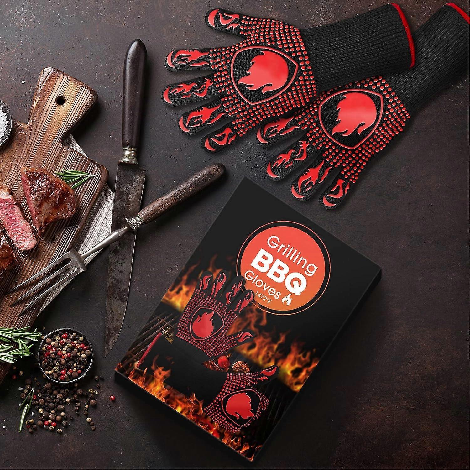Grillhandschuhe hitzebeständig, Ofenhandschuhe, Backhandschuhe zum Backen, Grillen, Kochen, BBQ