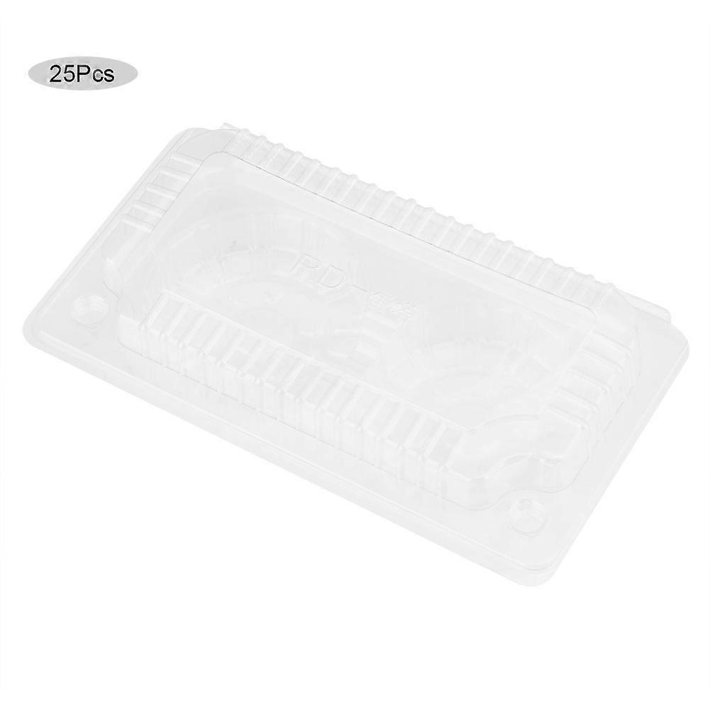 25 PCS Disposable Plastic Hinged Loaf Container Food Fruit Cake Storage Box