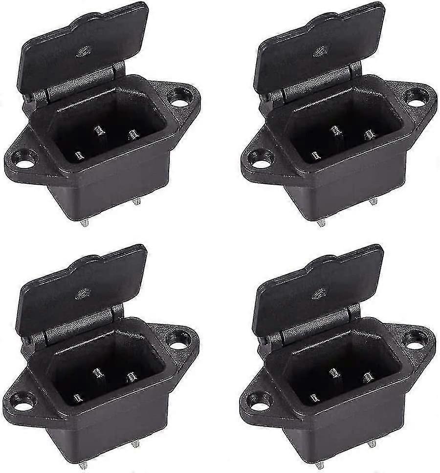 Iec320 C14/3 Pin Male Plug Chassis Pcb Panel Power Inlet Socket Connector With Cover Ac 250v/10a 4 Pcs