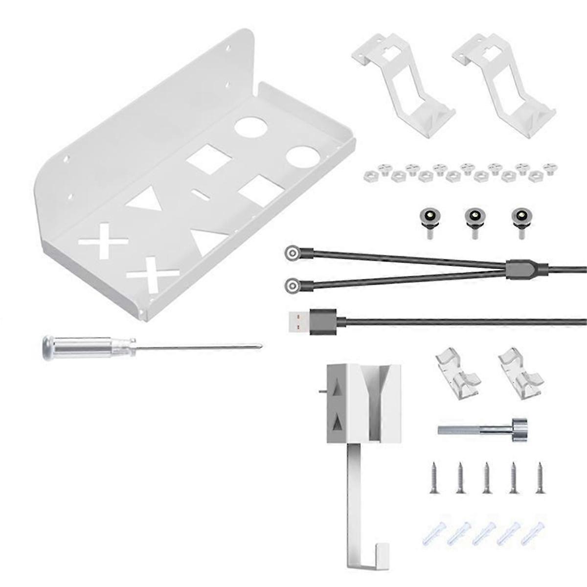 Wall Mount Storage Bracket Space-Saving Stand with Gamepad and Headphone Holder for Slim White