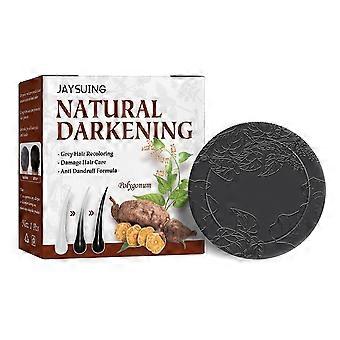 Jaysuing 1Pc Polygonum Multiflorum Shampoo Soap Natural Darkening Grey Hair Recoloring Damage Hair C