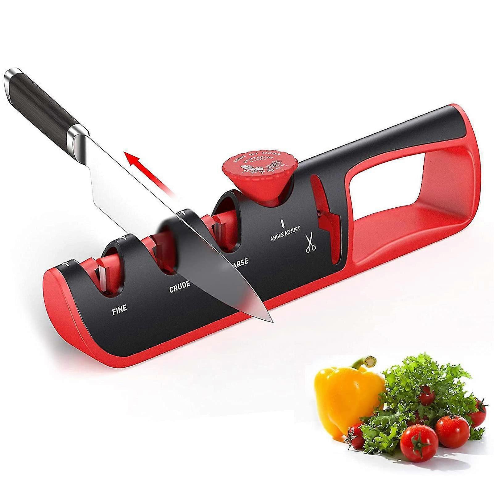 Knife Sharpener, Professional Knife Sharpener 4 In 1 Knife Sharpener Adjustable Sharpening Angle With Non-slip Base