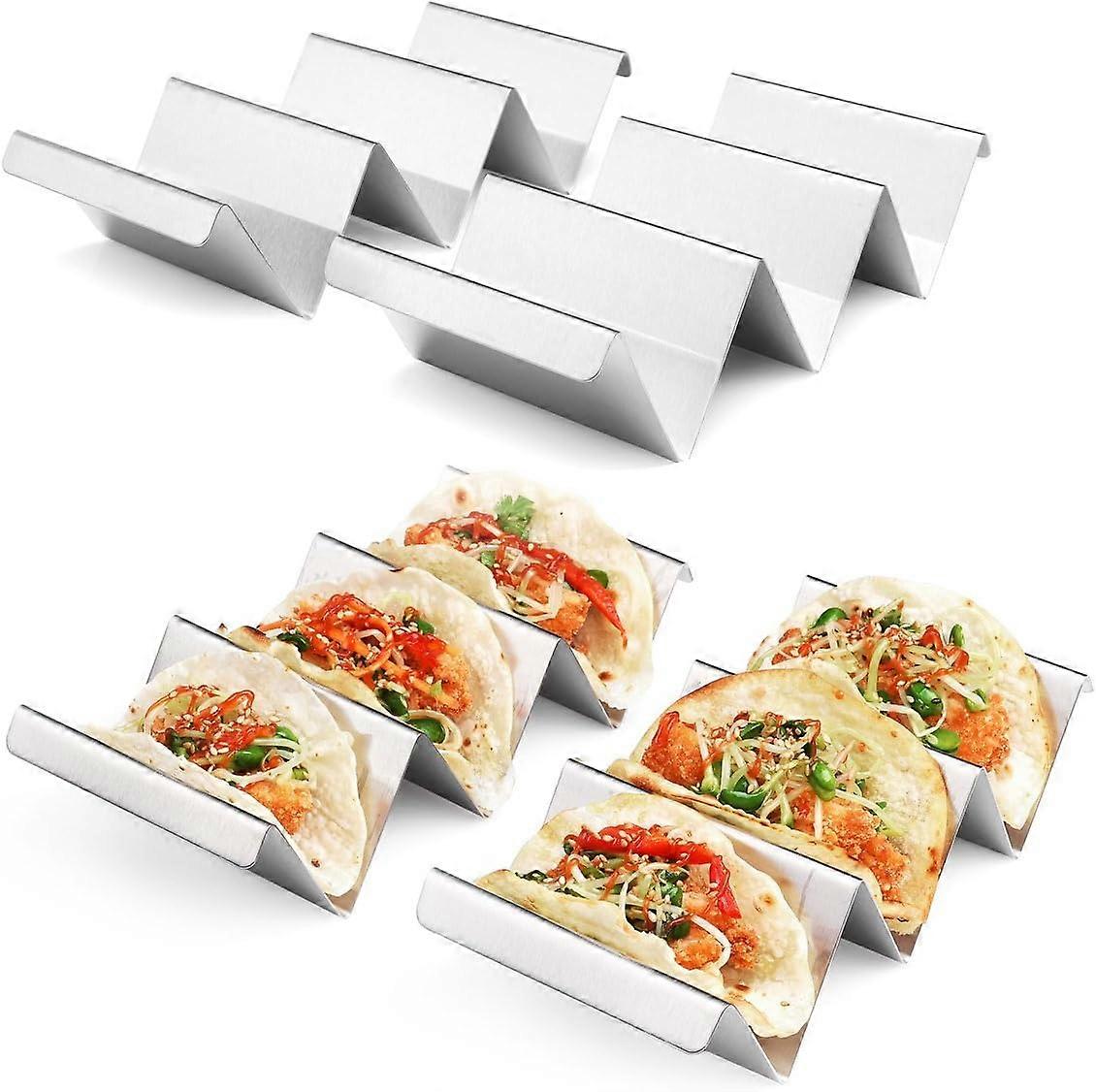 Elegant Serving Tray, Taco Holder Stand with Stainless Steel Handle, Durable Design for Reliable Use, Easy to Fill, Reduces Mess, Dishwasher Safe for