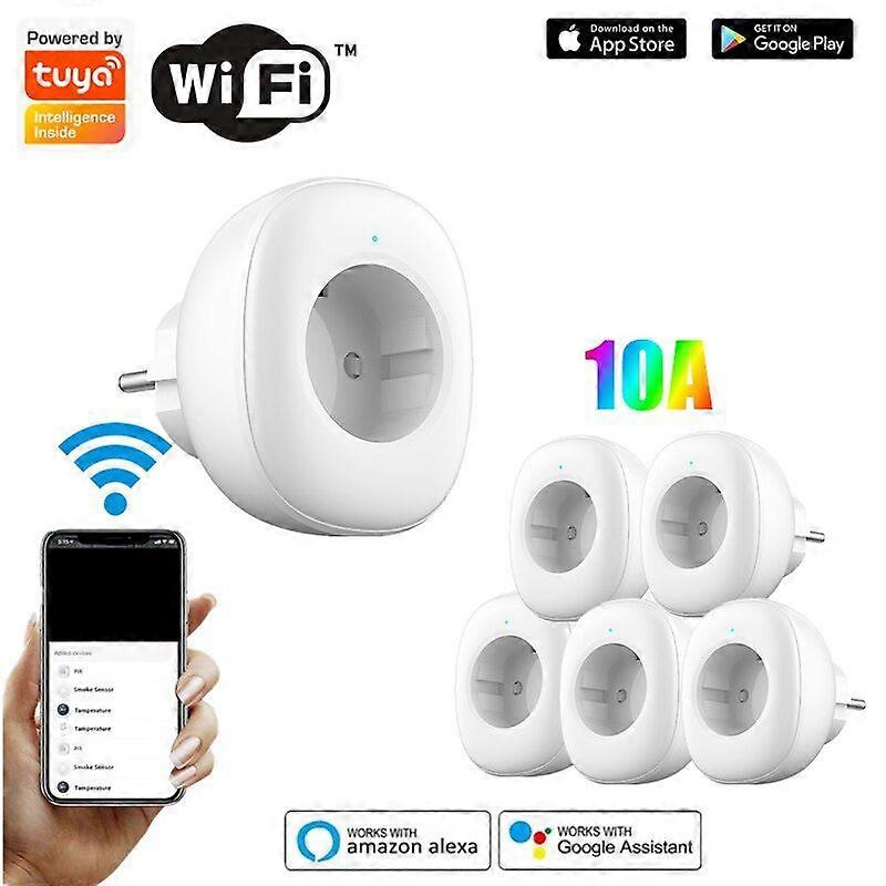 10 STKS Tuya Smart WIFI EU-stekker 10A 100-240V Smart Home Timer Stopcontact Vioce