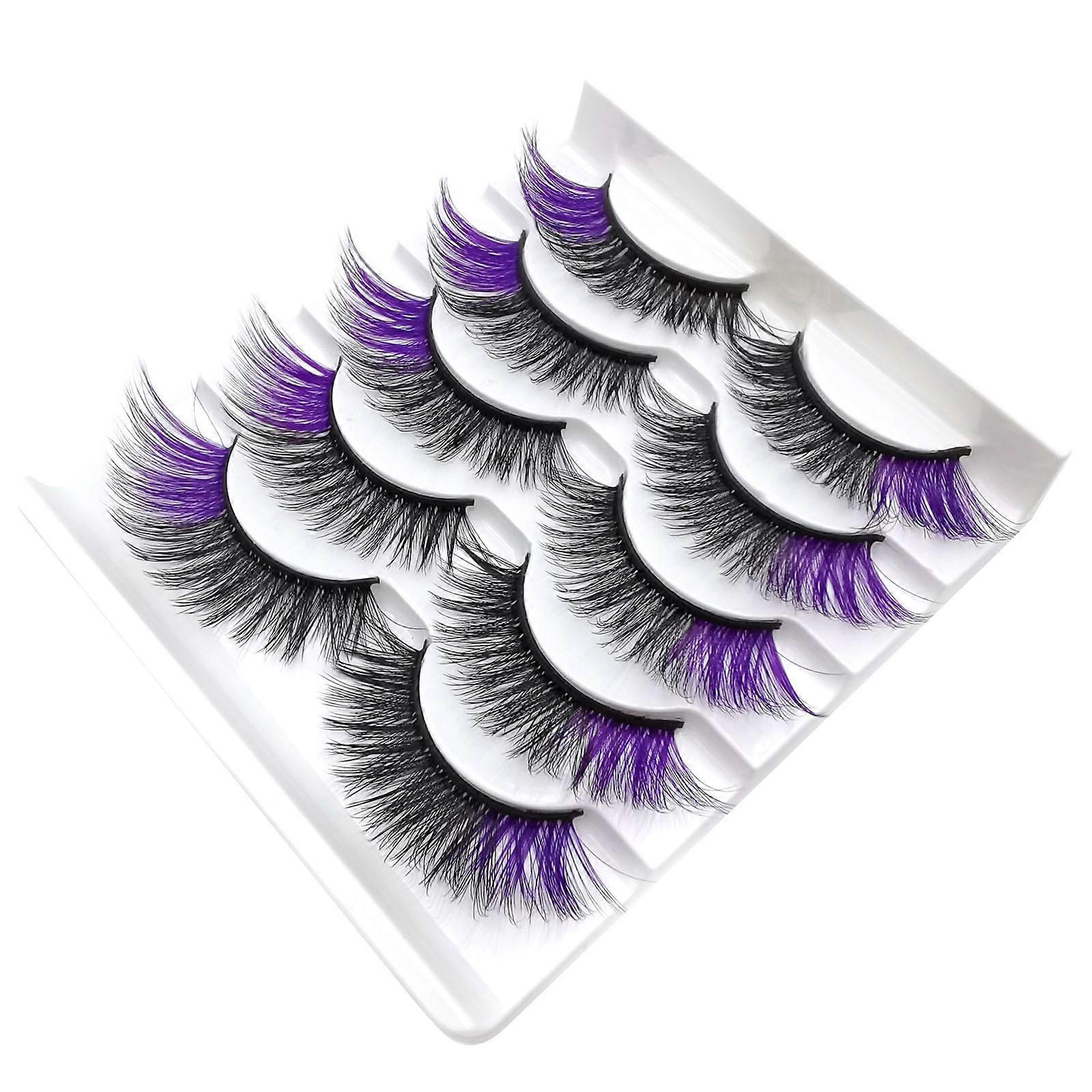 5 Pairs Of Color Chemical Fiber Eyelashes European And False Eyelashes Color Eyelashes