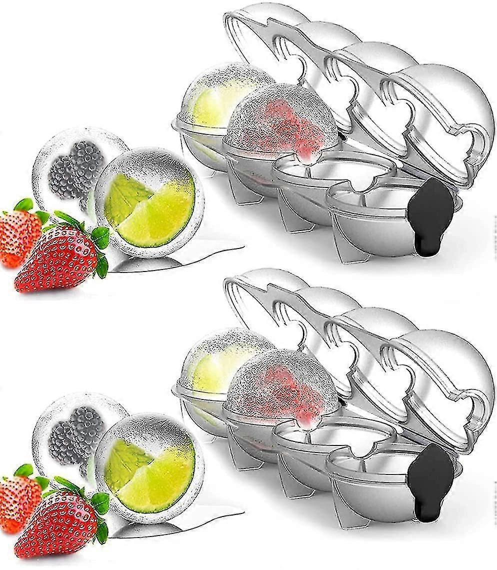 Ice Cube Trays 2 Pcs 4-hole Round Ice Ball Mold Bar Ice Cube Ball Maker Whiskey Ice Maker Ice Cube Mold Reusable Summer Ice Maker Home Kitchen Ice Hoc