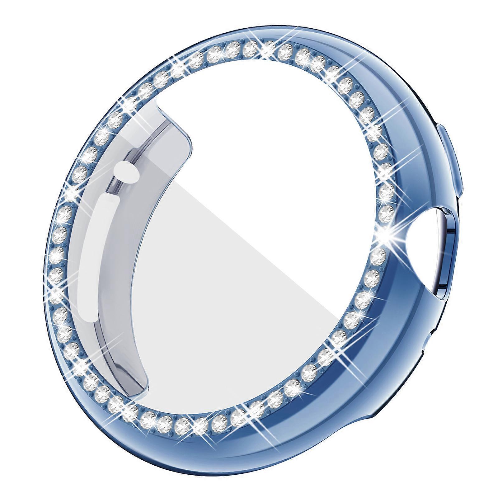 Watch Protector Cover Protector Diamond Bezel Cover Silicone Shell Smartwatch Scratchproof Housing coast blue