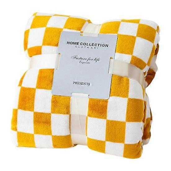 Throw Blanket Checkerboard Design Flannel Coldproof Polyester Winter Bedroom Bed Warm Blanket Sleeping Cover