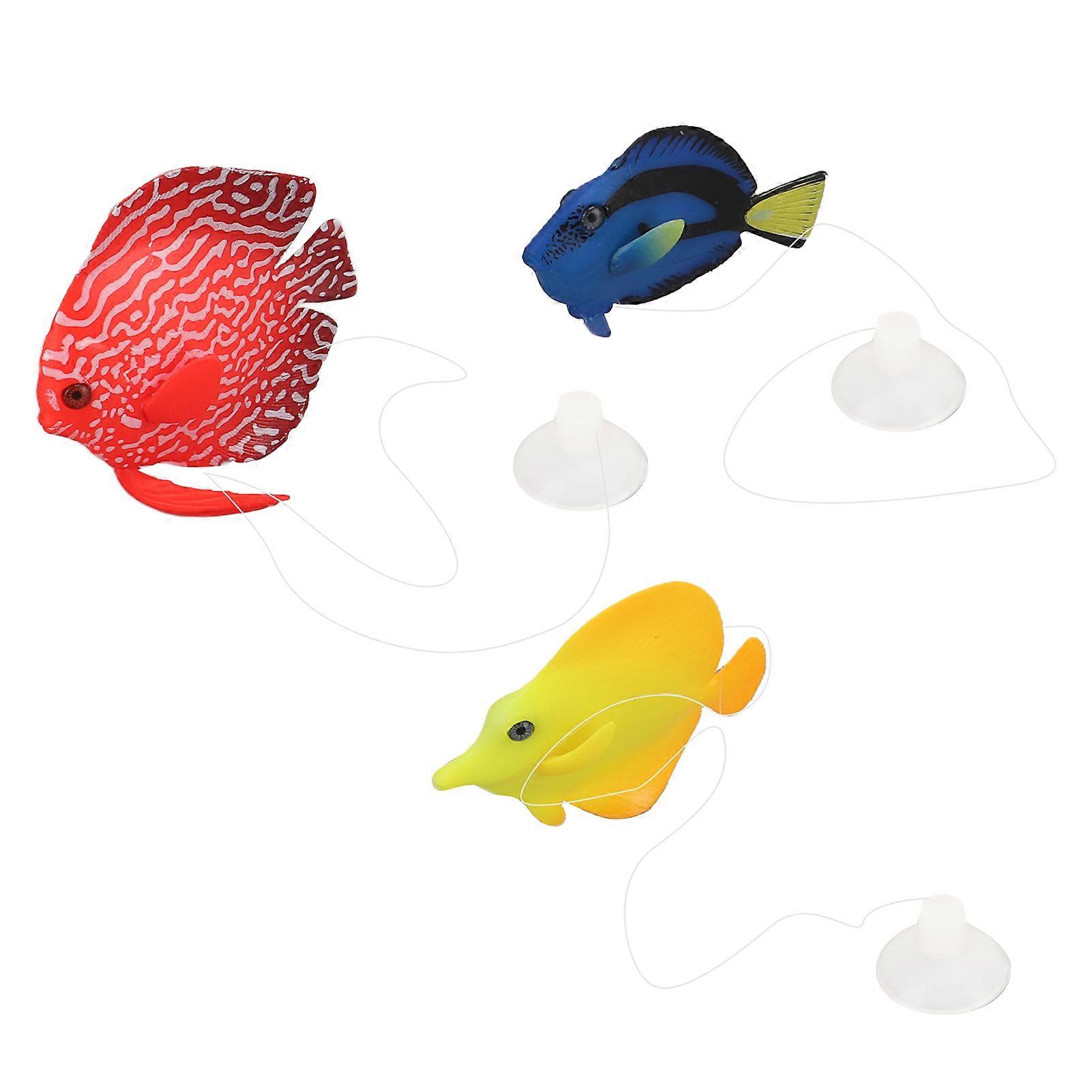 Silicone Floating Glowing Clownfish Decoration - 3Pcs Realistic Artificial Fish for Aquarium or Fish Tank