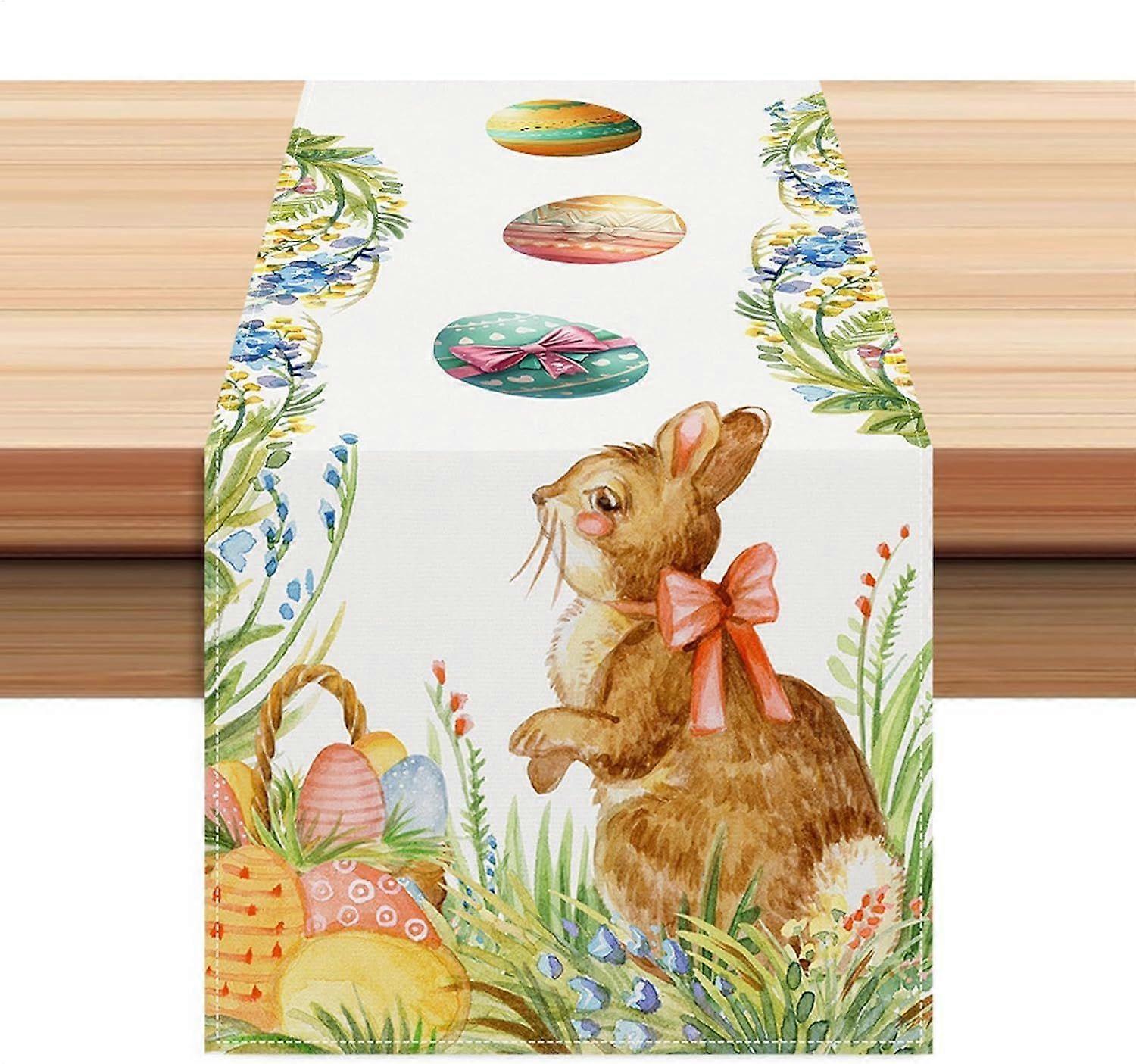 pcs Easter Decorations for Home, Easter Table Runner - Rustic Easter Egg Table Runner 33 x 182 cm - Reusable High Definition Table Decoration for Home