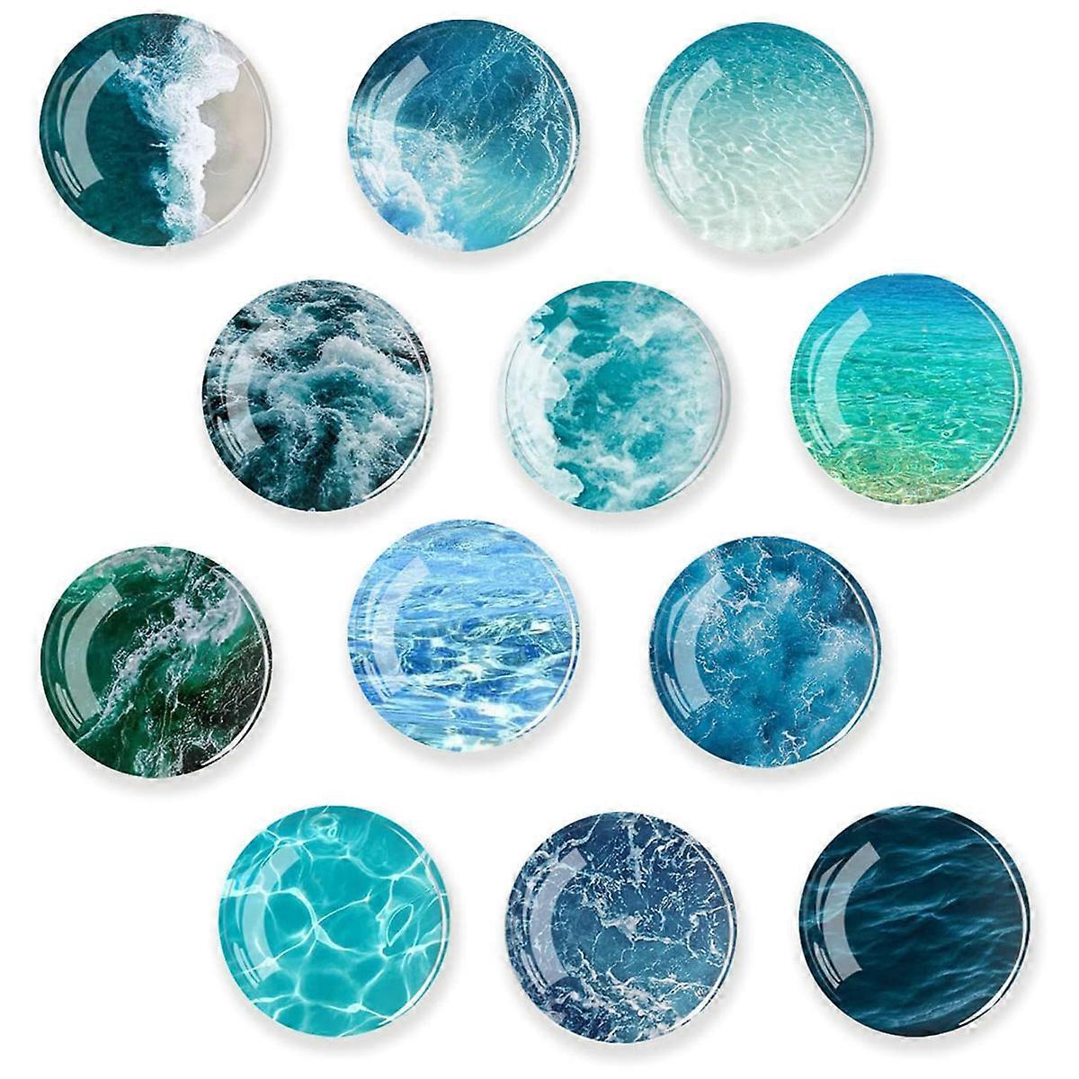 12Pcs Decorative Magnets, Secure Grip for Fridge, Office, Kitchen, Dishwasher (Ocean Pattern)
