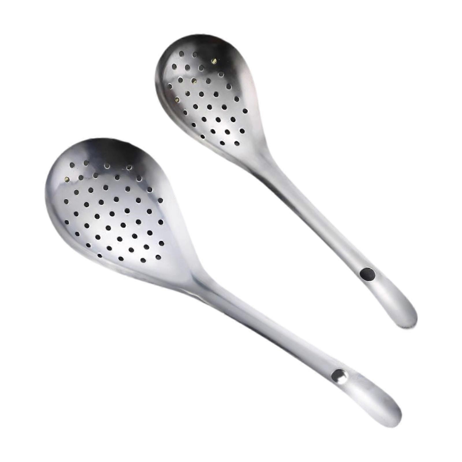 2Pcs Kitchen Slotted Spoon Cooking Colander Spoon for Baking Scooping Frying