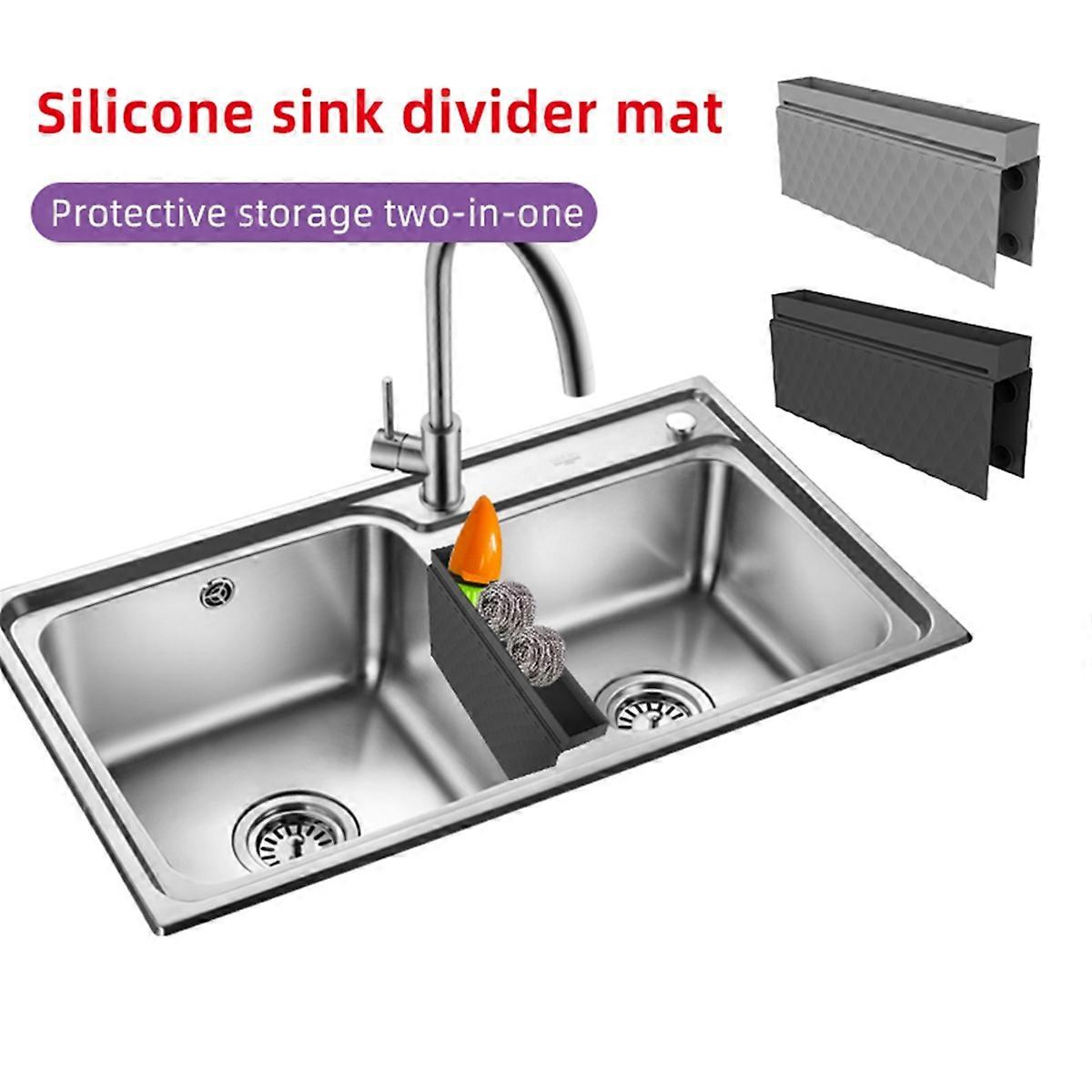 Spoelbak Zadelmat Ultra Dunne Spoelbak Beschermer met Zuignappen, Grijs