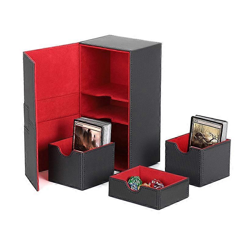 Card Deck Boxes Holds 200+ Card Carrying Organiser Case,Black & Red