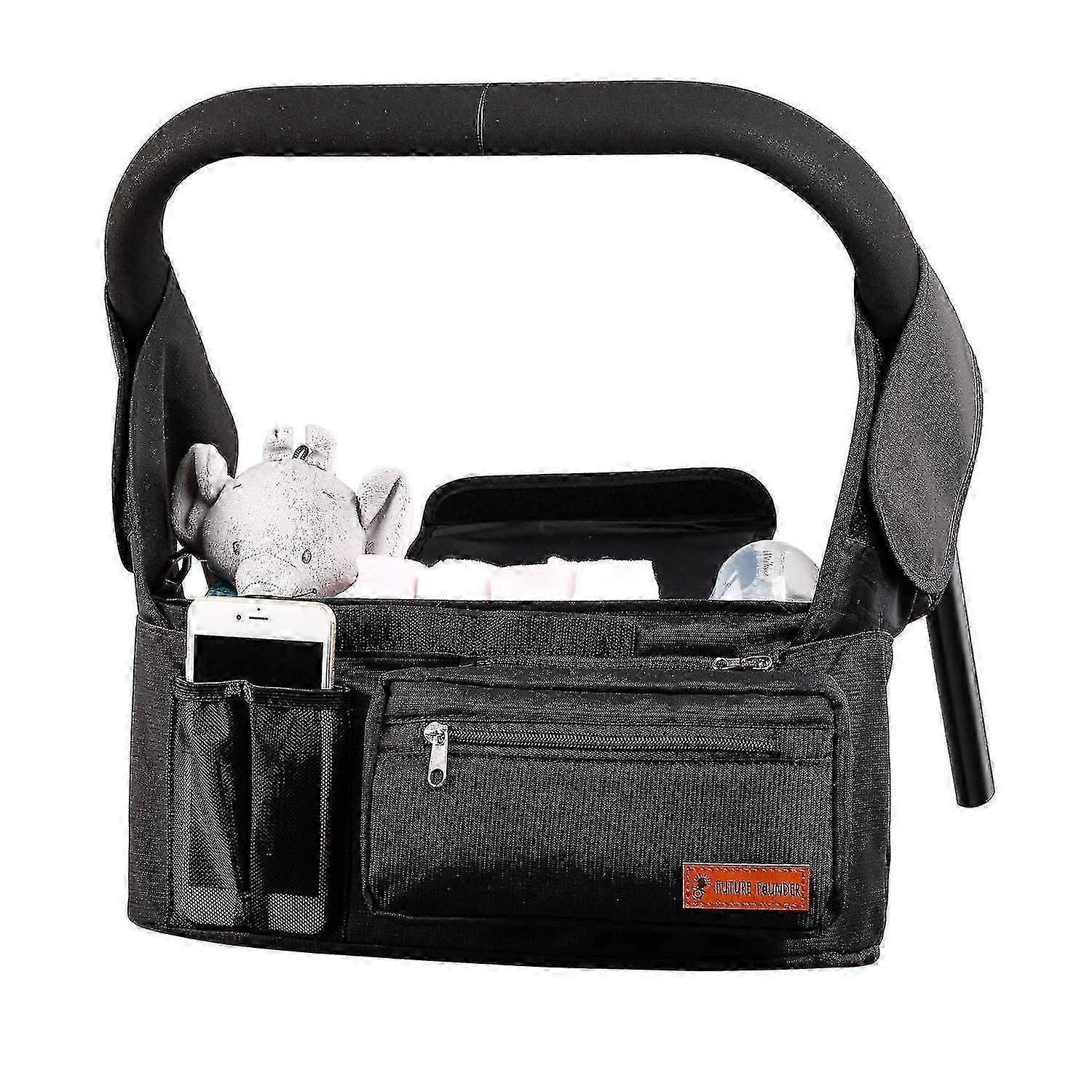 Stroller Organizer with Insulated Drink Holder/Cup Holder Pram Bag Buggy Organizer Bag Universal Mul
