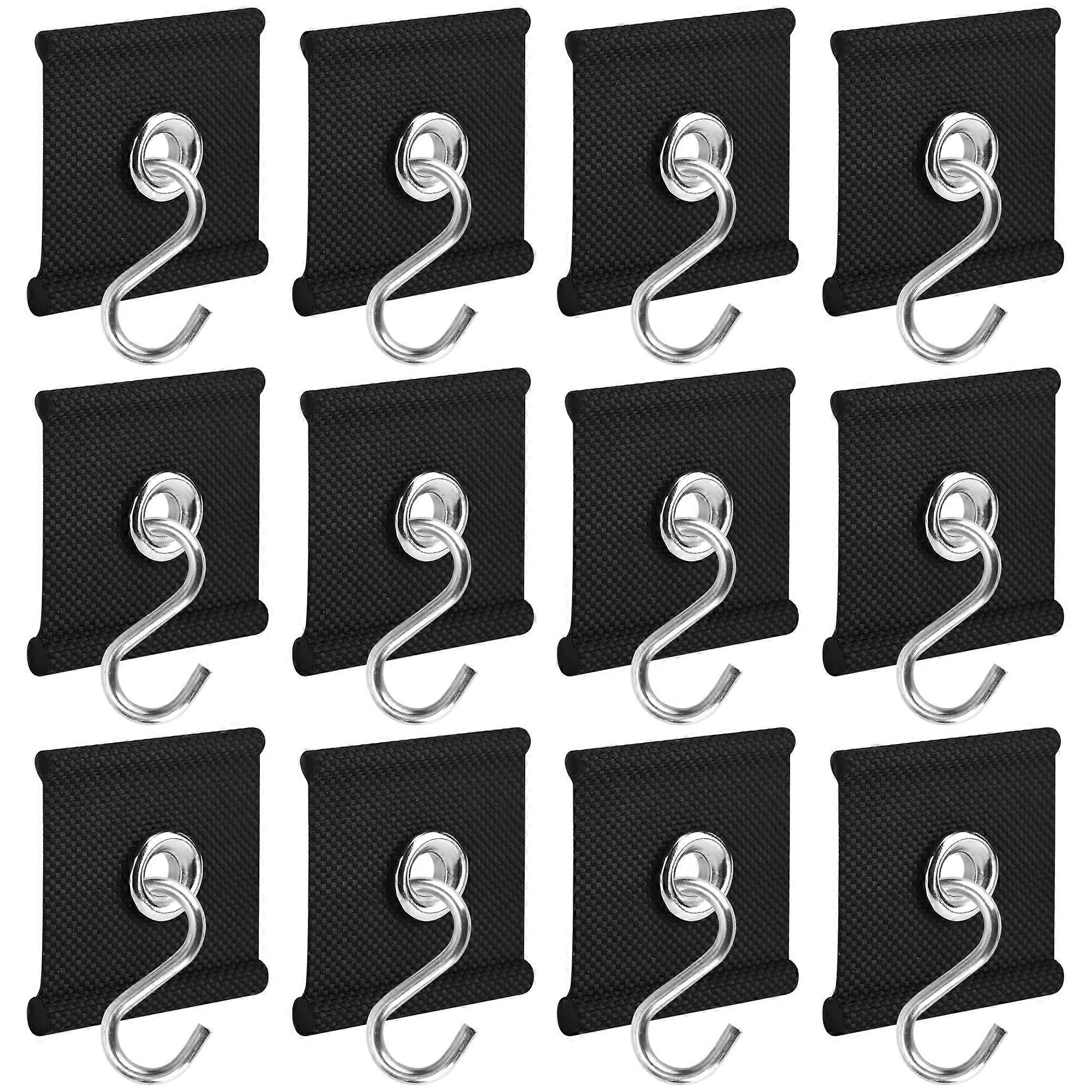 12 PCS Black RV Awning Hooks for Camping, Indoor Outdoor Use, Heavy-Duty Material, Compatible with Various RV Models