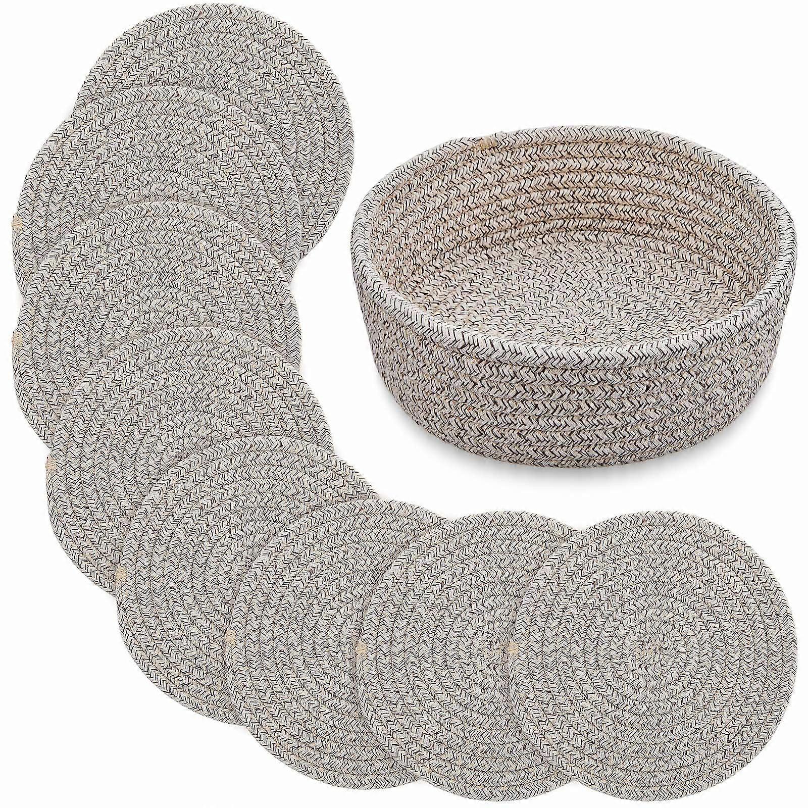 9 Pcs Cotton Heat Resistant Trivets for Kitchen, Table Pot Protectors, Non-Slip, Durable, 7x7 Inch, Multi-Color