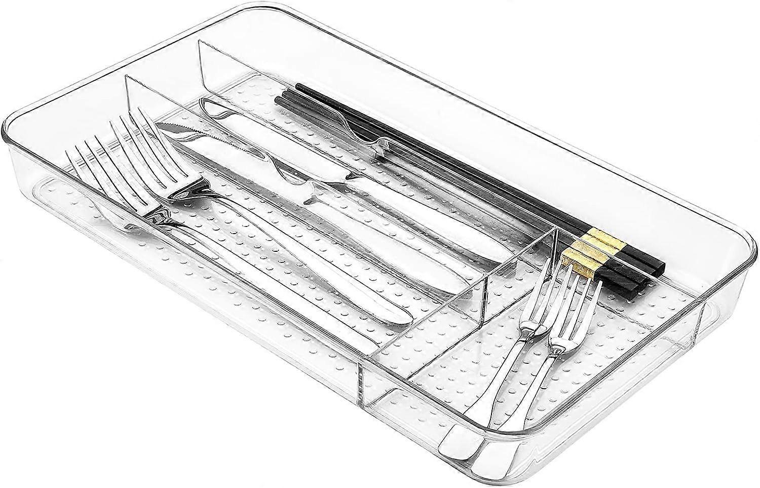 Multi-compartment plastic cutlery tray, kitchen utensil storage b