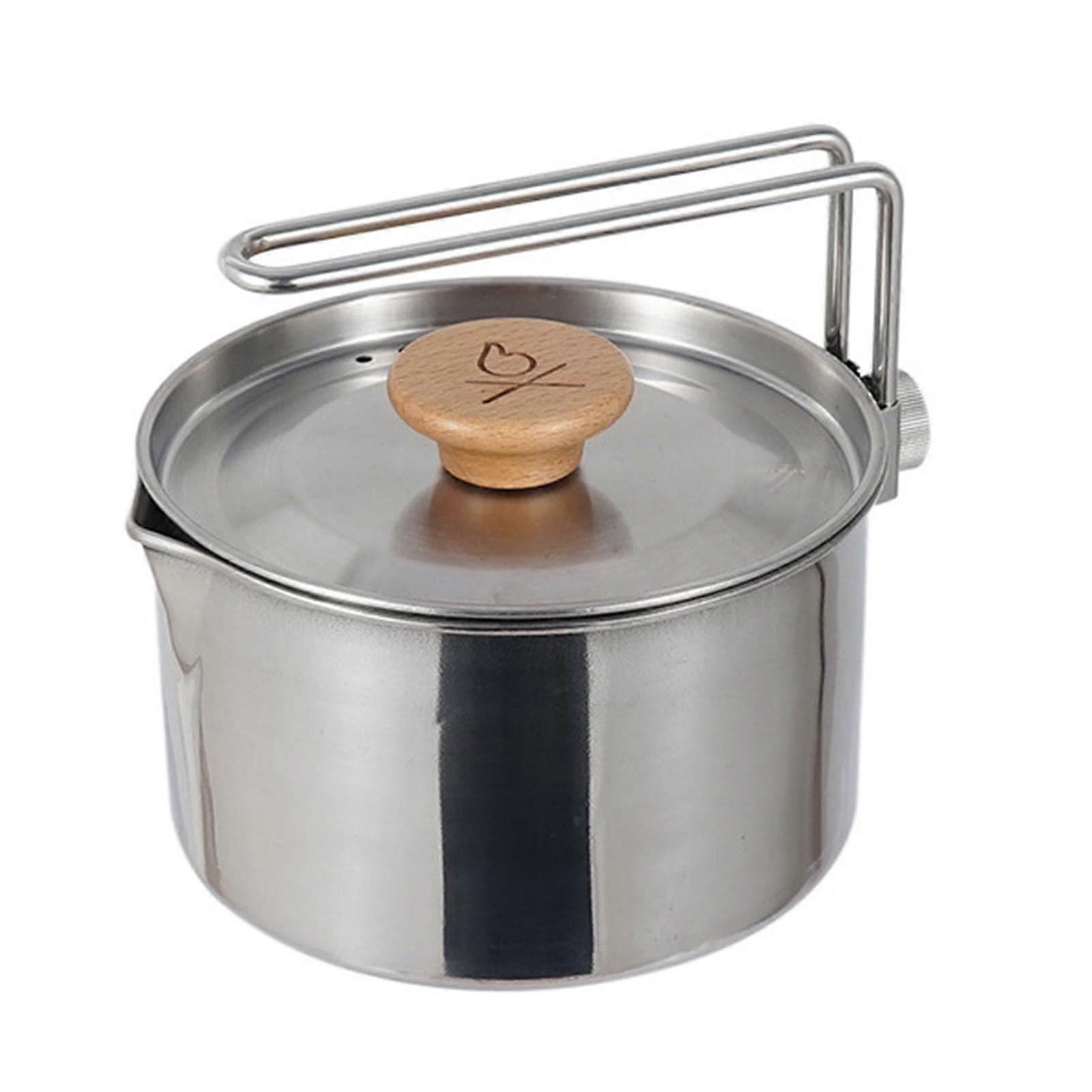 304 Stainless Steel Camping Kettle 1L - Lightweight Portable Outdoor Tea Coffee Pot for Backpacking Hiking Travel