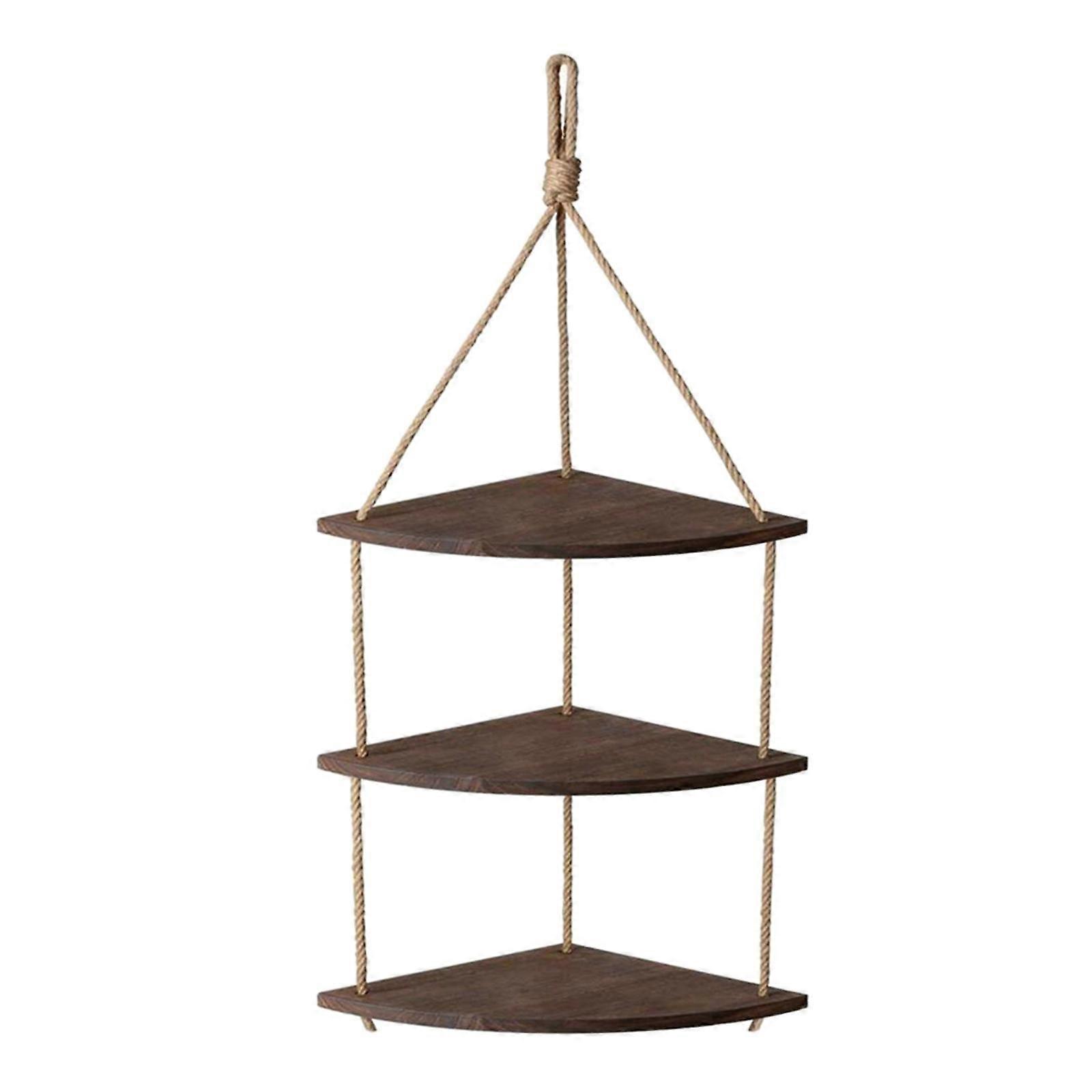Hanging Corner Shelf Jute Rope Wall Floating Shelves Rustic Organizer