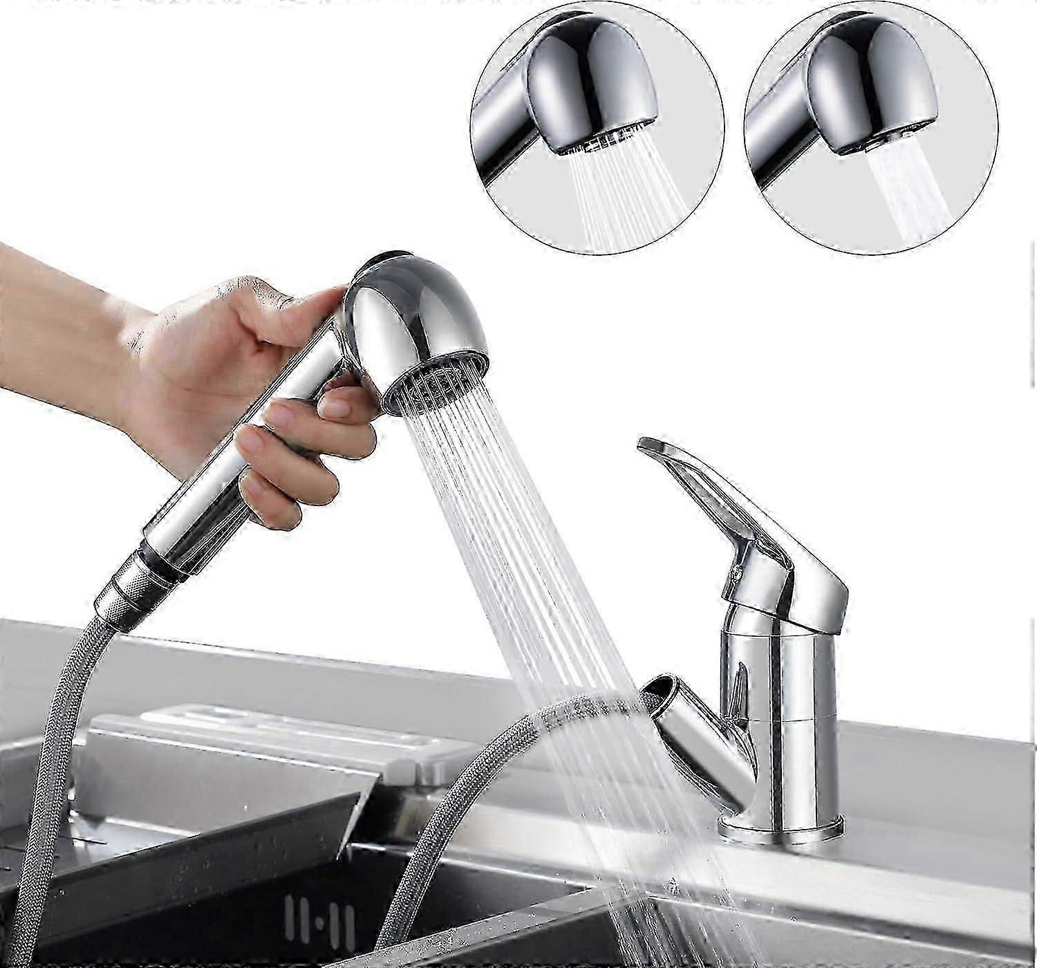 Kitchen faucet with pull-out shower 360 swivel kitchen mixer with 2 functions Single-lever chrome kitchen faucet