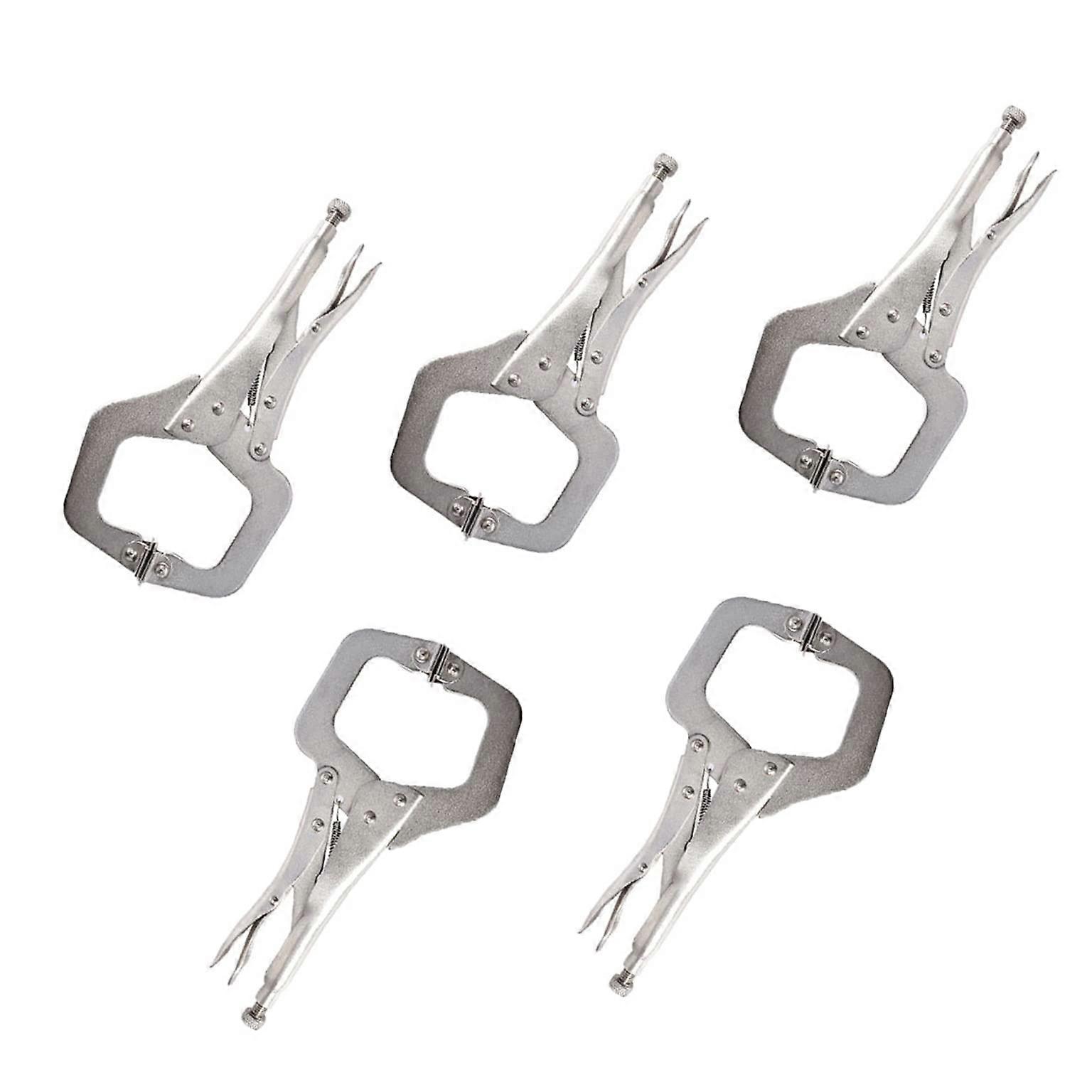 11 Inch C-Clamp Locking Pliers Set with Swivel Pad Jaws for Welding and Home Workshop Tools (5 Pack)