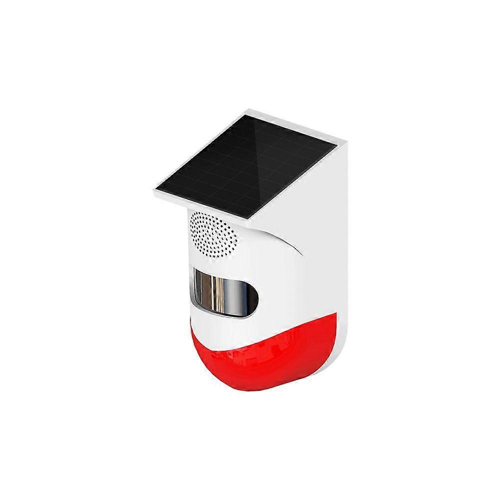 Solar Strobe Alarm Light with Motion Sensor Siren Outdoor Alarm Siren with Remote Controller 120db Sound Security Siren Light IP67 Waterproof and 4 Mo