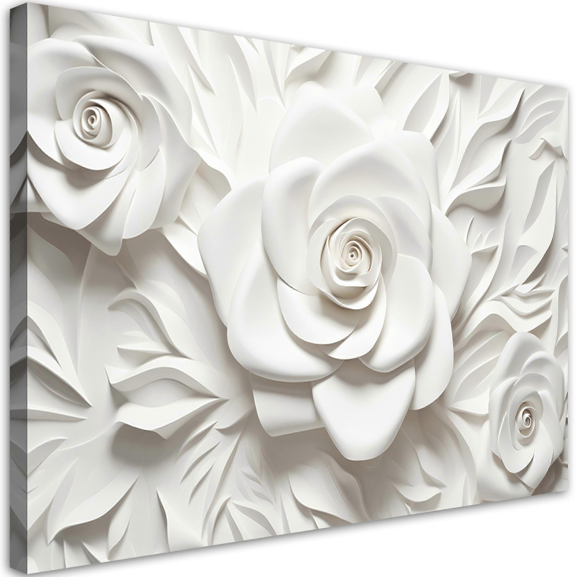 Fotobehang, Witte roos bloem 3D - 90x60